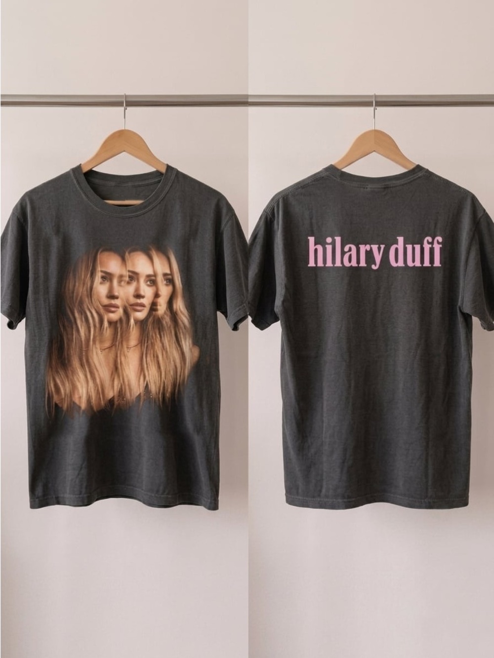 Hilary Duff Mature Photo Lucky Me Tour 2026 T-shirt Charcoal